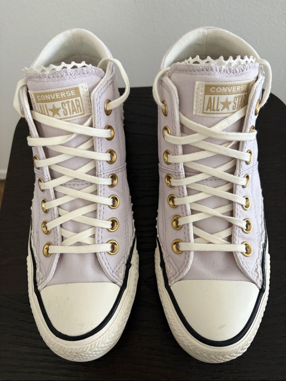 Converse High Top Sneakers in Light Lavender and Cream
